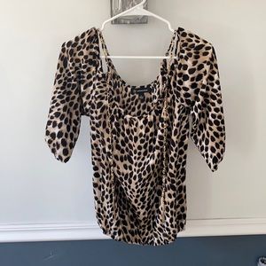 Inc women's blouse, leopard print, cold shoulder, size large